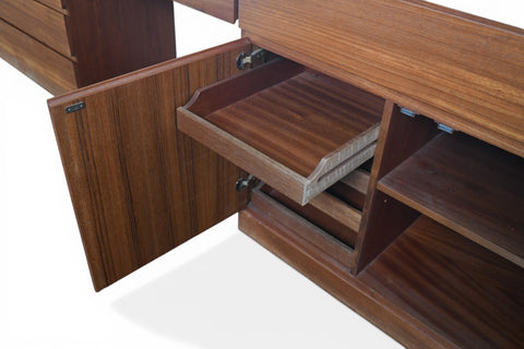 ARNE WAHL IVERSEN TEAK EIGHT DRAWER DRESSER VANITY CREDENZA SUITE | DANISH MODERN 1960s