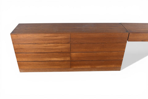 ARNE WAHL IVERSEN TEAK EIGHT DRAWER DRESSER VANITY CREDENZA SUITE | DANISH MODERN 1960s