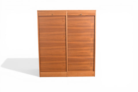 DANISH MODERN TAMBOUR LOCKING FILE CABINET IN TEAK | 1960s