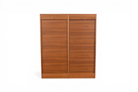 DANISH MODERN TAMBOUR LOCKING FILE CABINET IN TEAK | 1960s