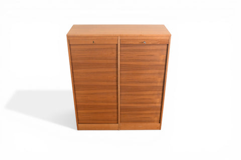 DANISH MODERN TAMBOUR LOCKING FILE CABINET IN TEAK | 1960s