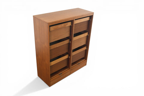 DANISH MODERN TAMBOUR LOCKING FILE CABINET IN TEAK | 1960s