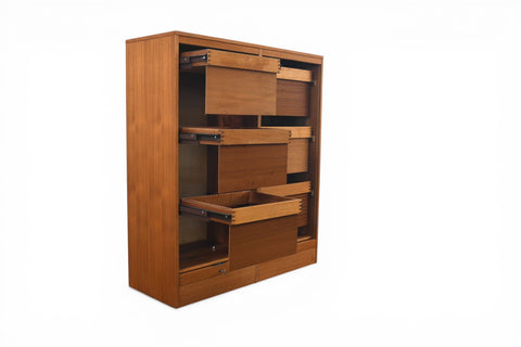 DANISH MODERN TAMBOUR LOCKING FILE CABINET IN TEAK | 1960s