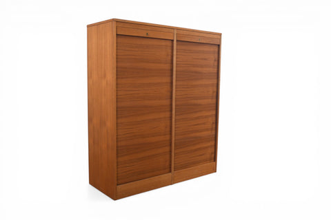 DANISH MODERN TAMBOUR LOCKING FILE CABINET IN TEAK | 1960s