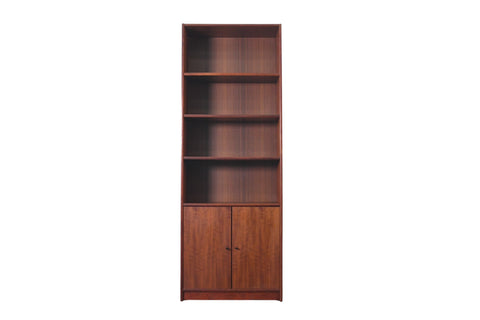 NARROW + TALL DANISH TEAK BOOKCASE WITH LOWER DOORS