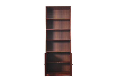 NARROW + TALL DANISH TEAK BOOKCASE WITH LOWER DOORS