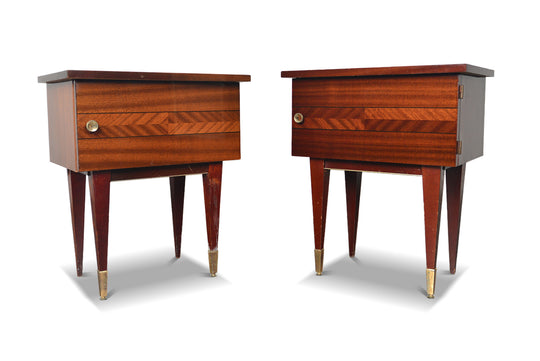 PAIR OF ITALIAN MODERN NIGHTSTANDS IN MAHOGANY