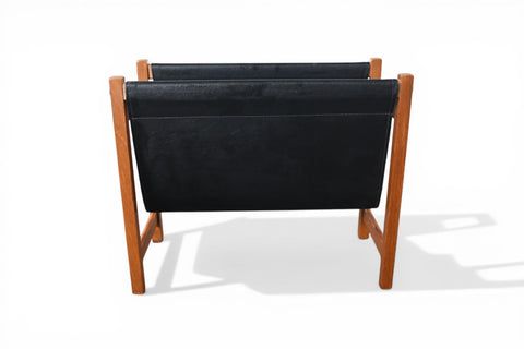 DANISH TEAK + VINYL MAGAZINE RACK, 1960s