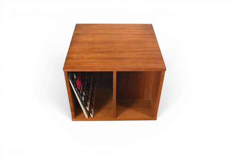 DANISH MODERN TEAK BOOK + RECORD CUBE, 1960s