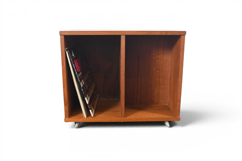 DANISH MODERN TEAK BOOK + RECORD CUBE, 1960s