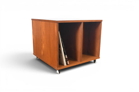 DANISH MODERN TEAK BOOK + RECORD CUBE, 1960s