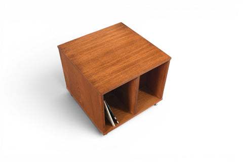 DANISH MODERN TEAK BOOK + RECORD CUBE, 1960s