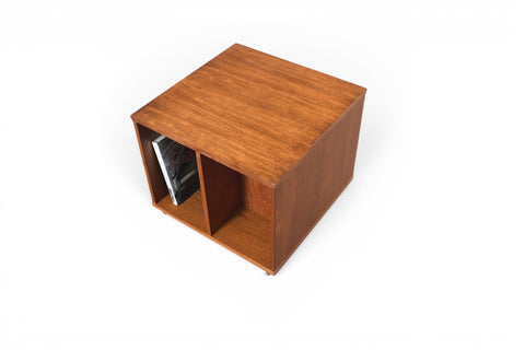 DANISH MODERN TEAK BOOK + RECORD CUBE, 1960s