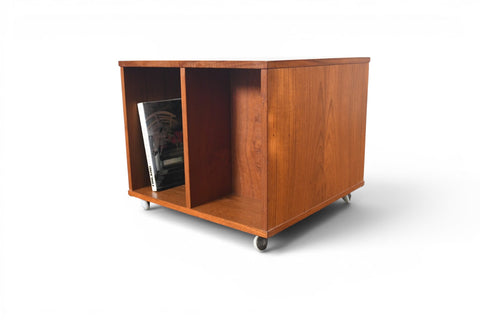 DANISH MODERN TEAK BOOK + RECORD CUBE, 1960s
