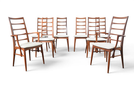 SET OF EIGHT 'LIS' HIGHBACK DINING CHAIRS IN TEAK