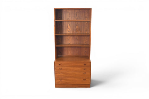 DANISH MODERN FOUR DRAWER CHEST WITH BOOKCASE HUTCH | DANISH MODERN 1960s