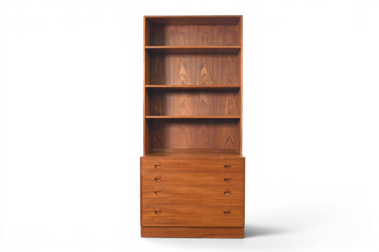 DANISH MODERN FOUR DRAWER CHEST WITH BOOKCASE HUTCH | DANISH MODERN 1960s