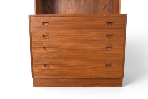 DANISH MODERN FOUR DRAWER CHEST WITH BOOKCASE HUTCH | DANISH MODERN 1960s