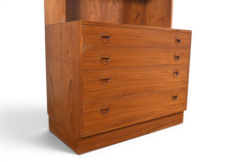 DANISH MODERN FOUR DRAWER CHEST WITH BOOKCASE HUTCH | DANISH MODERN 1960s