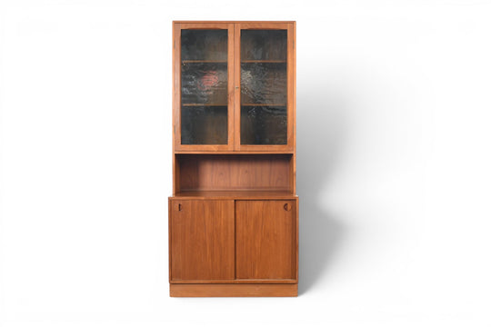 DANISH MODERN TEAK CREDENZA WITH SMOKED GLASS HUTCH | DANISH MODERN 1960s