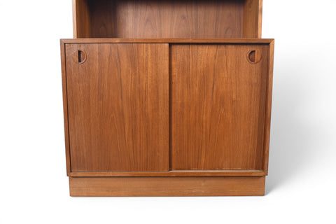 DANISH MODERN TEAK CREDENZA WITH SMOKED GLASS HUTCH | DANISH MODERN 1960s