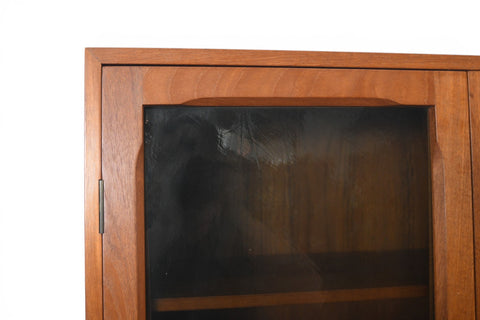 DANISH MODERN TEAK CREDENZA WITH SMOKED GLASS HUTCH | DANISH MODERN 1960s