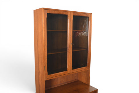 DANISH MODERN TEAK CREDENZA WITH SMOKED GLASS HUTCH | DANISH MODERN 1960s