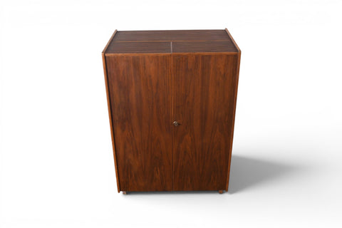 GERMAN WALNUT "DESK IN A BOX" HOME OFFICE CABINET, 1960s