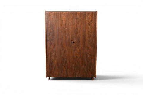 GERMAN WALNUT "DESK IN A BOX" HOME OFFICE CABINET, 1960s