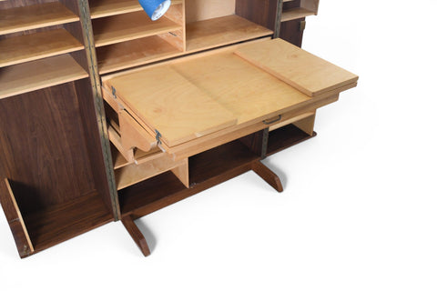 GERMAN WALNUT "DESK IN A BOX" HOME OFFICE CABINET, 1960s
