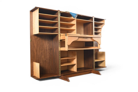 GERMAN WALNUT "DESK IN A BOX" HOME OFFICE CABINET, 1960s