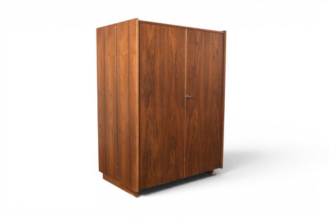 GERMAN WALNUT "DESK IN A BOX" HOME OFFICE CABINET, 1960s
