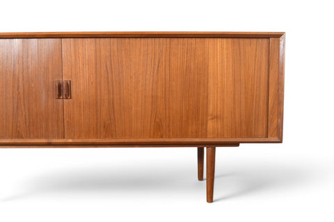 AXEL CHRISTIANSEN TEAK TAMBOUR CREDENZA WITH GLASS TOP HUTCH