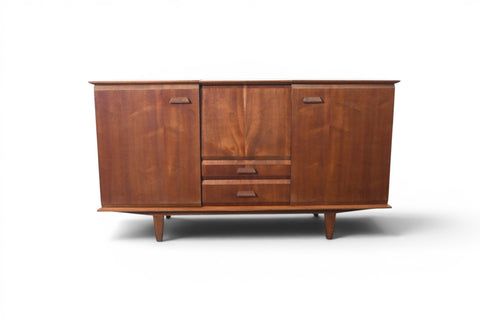 ENGLISH MODERN TEAK CREDENZA WITH FLIP-UP BAR, 1960s