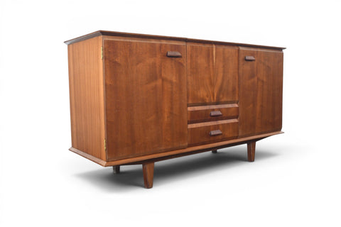 ENGLISH MODERN TEAK CREDENZA WITH FLIP-UP BAR, 1960s