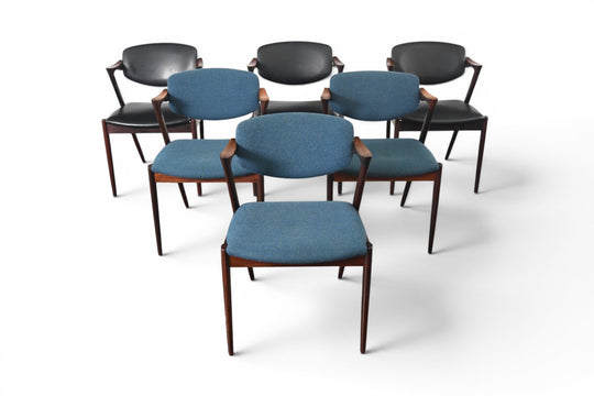 SET OF SIX KAI KRISTIANSEN MODEL 42 DINING CHAIRS IN ROSEWOOD
