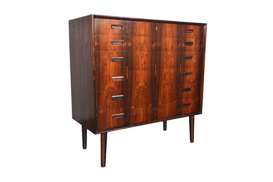 DANISH MODERN HIGHBOY DRESSER IN BRAZILIAN ROSEWOOD BY JOHANNES SORTH