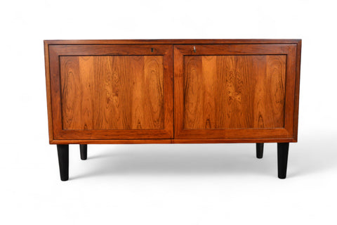 ON HOLD- SMALL DANISH MODERN CREDENZA / RECORD CABINET IN ROSEWOOD