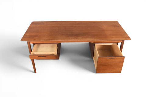 Ib Kofod Larsen desk in teak, side profile, Brande Møbelfabrik Denmark 1960s