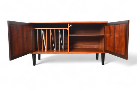 ON HOLD- SMALL DANISH MODERN CREDENZA / RECORD CABINET IN ROSEWOOD