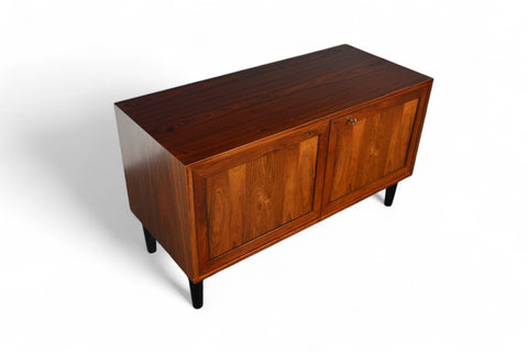 ON HOLD- SMALL DANISH MODERN CREDENZA / RECORD CABINET IN ROSEWOOD