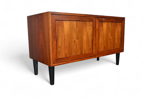 ON HOLD- SMALL DANISH MODERN CREDENZA / RECORD CABINET IN ROSEWOOD