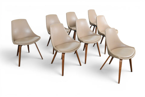 American mid-century bentwood dining chairs in walnut, side profile view