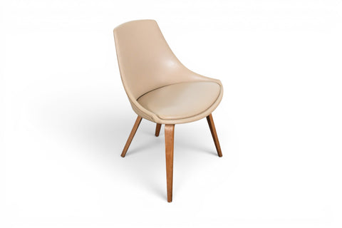 Set of 8 bentwood walnut dining chairs, seat detail showing vinyl upholstery