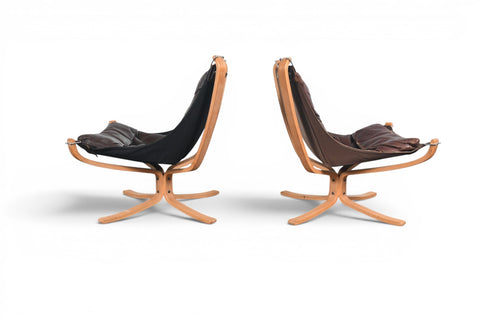 1960s Sigurd Ressell lowback Falcon chairs, rear view showing bentwood beech structure