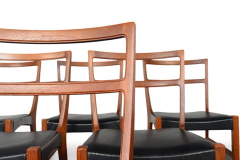 Mid-century Andersen teak chair set of six, excellent vintage condition, with seat reupholster