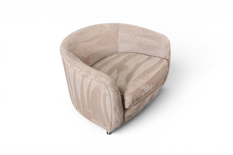 Vintage mid-century tub chair in the manner of Milo Baughman, walnut and suede – view 3