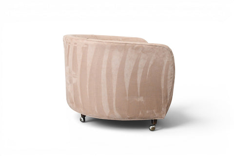 Vintage mid-century tub chair in the manner of Milo Baughman, walnut and suede – view 6