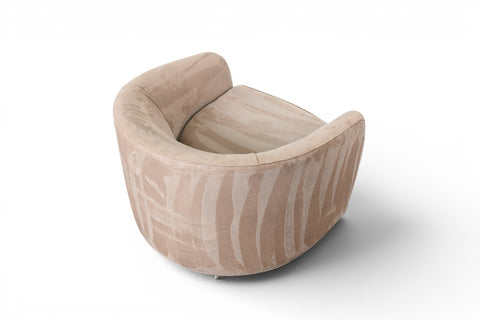 Vintage mid-century tub chair in the manner of Milo Baughman, walnut and suede – view 7