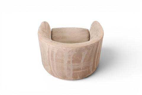Vintage mid-century tub chair in the manner of Milo Baughman, walnut and suede – view 9